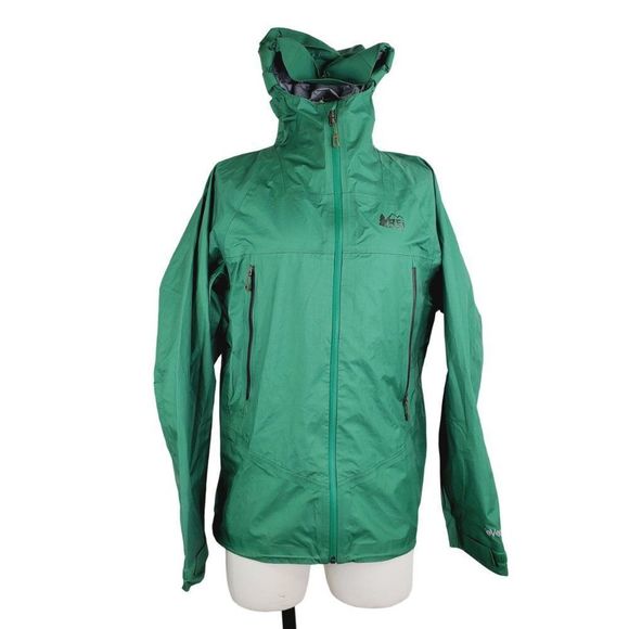 Rei Men's Green Long Sleeve Front Zip Hooded Outdoor Winter Rain Jacket Size M - Picture 1 of 8